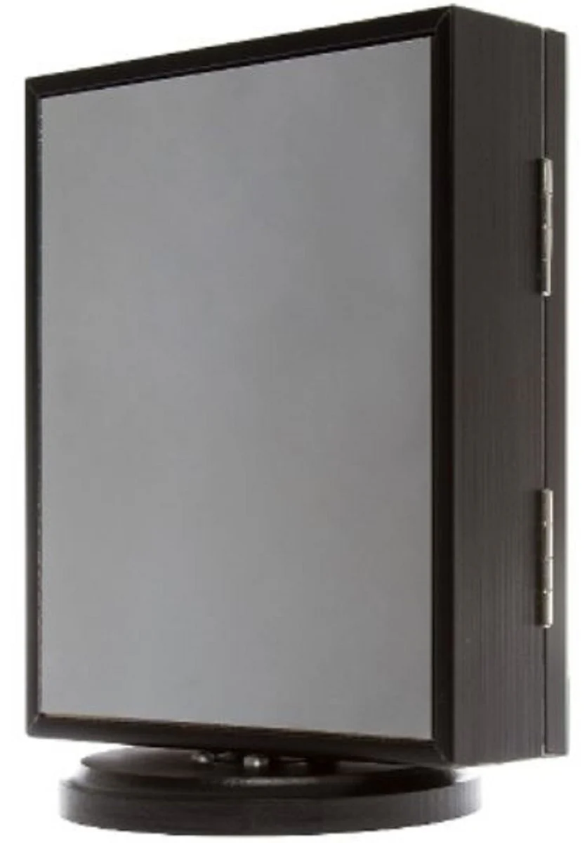 Casa Padrino Gabinete de Joyería de Lujo Negro / Crema / Plata 20 x 15 x H. 27 cm - Gabinete de Joyería Pequeño con Marco de Fotos Puerta con Espejo y Base Giratoria