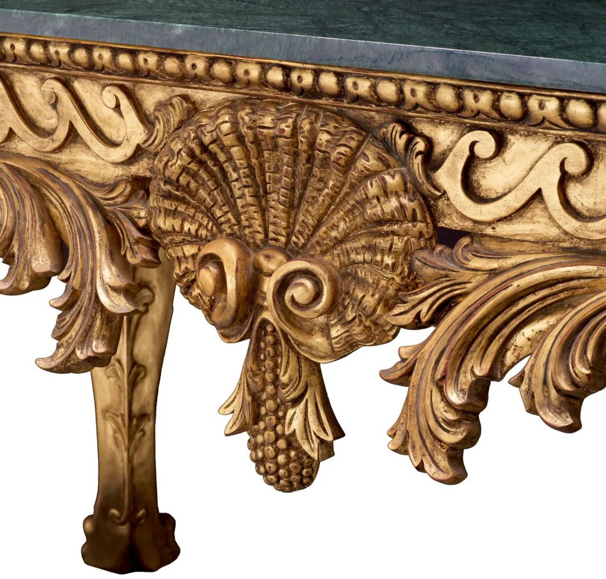 Casa Padrino consola barroco de lujo oro antiguo / verde - Mesa consola hecha a mano de madera maciza con tapa de m¨¢rmol - Muebles de sal¨®n de lujo estilo barroco - Muebles barrocos