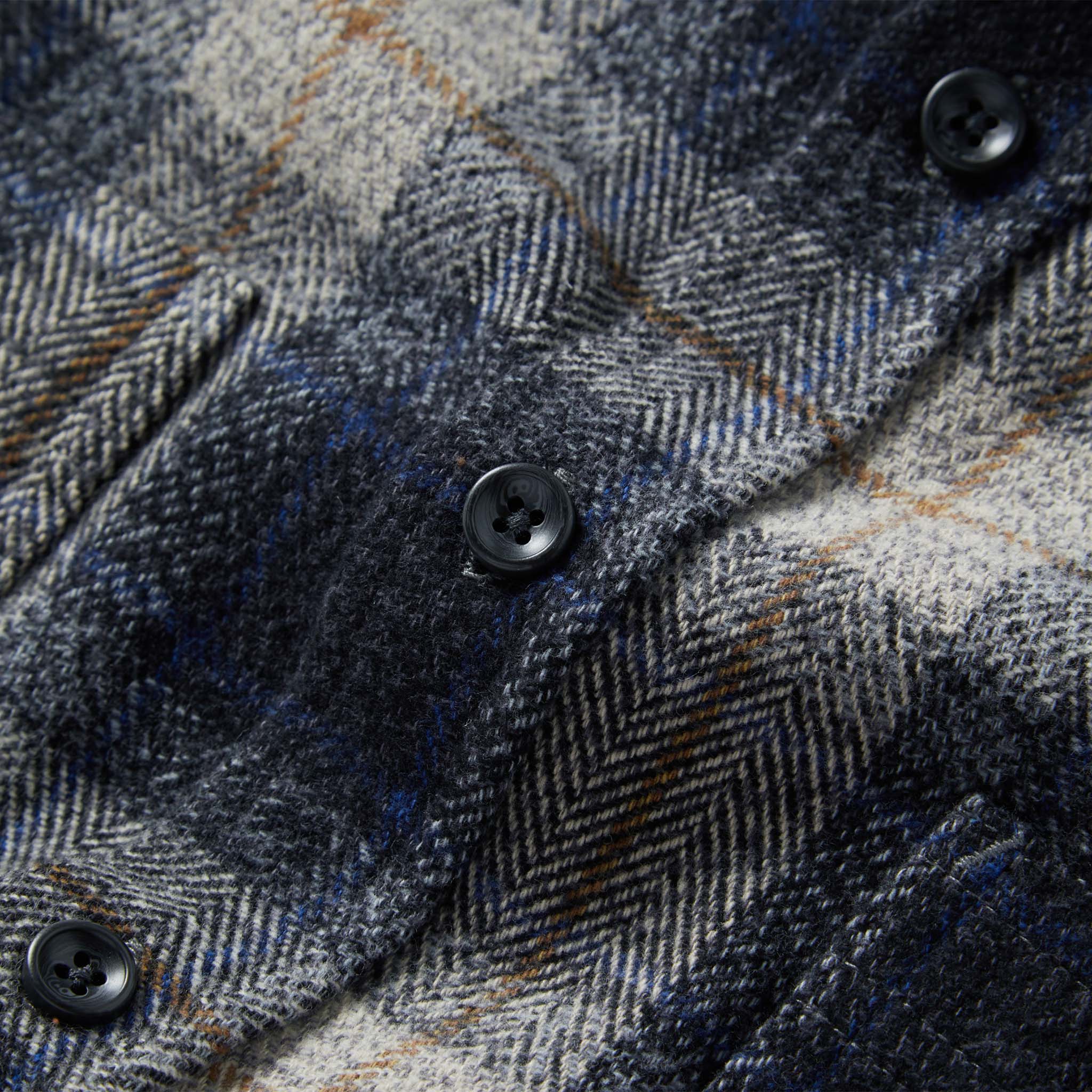 The Utility Shirt in Navy Jaspe Herringbone Plaid