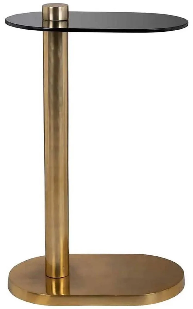 Casa Padrino mesa auxiliar de lujo oro / negro 38 x 23 x A. 61 cm - Mesa moderna de acero inoxidable con tapa de vidrio - Muebles de sal¨®n de lujo