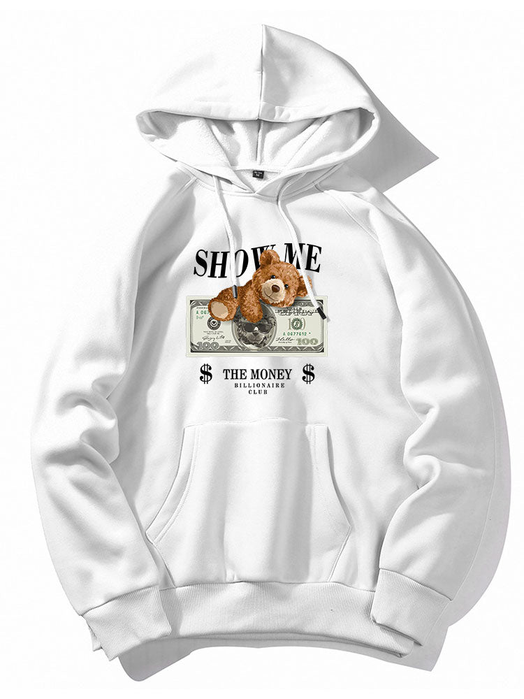 Money Bear Print Hoodie