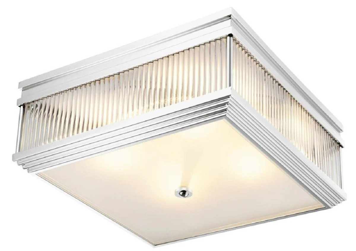 Casa Padrino lámpara de techo de lujo plata 40,5 x 40,5 x H. 18,5 cm - Calidad de Lujo
