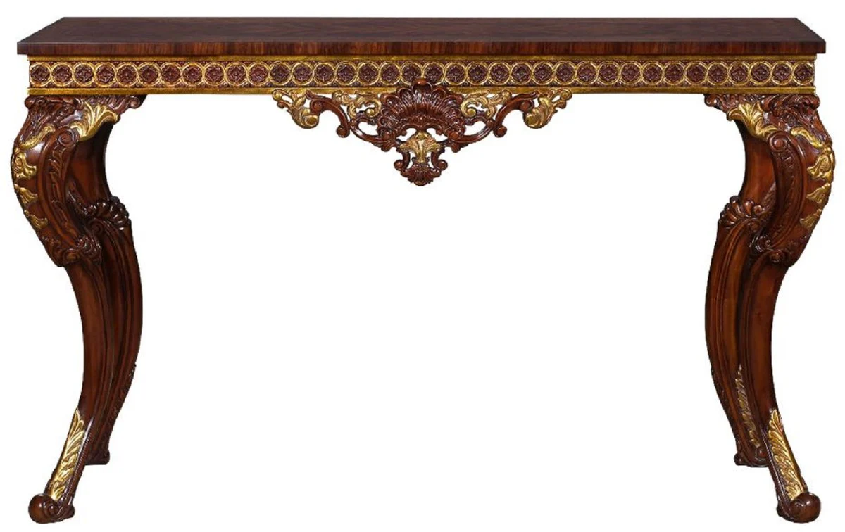 Casa Padrino consola barroco de lujo marr¨®n oscuro / oro - Mesa consola de madera maciza hecha a mano en estilo barroco - Noble y Magn¨ªfica
