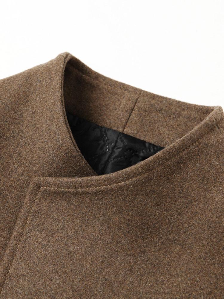 Wide Lapel Woolen Overcoat