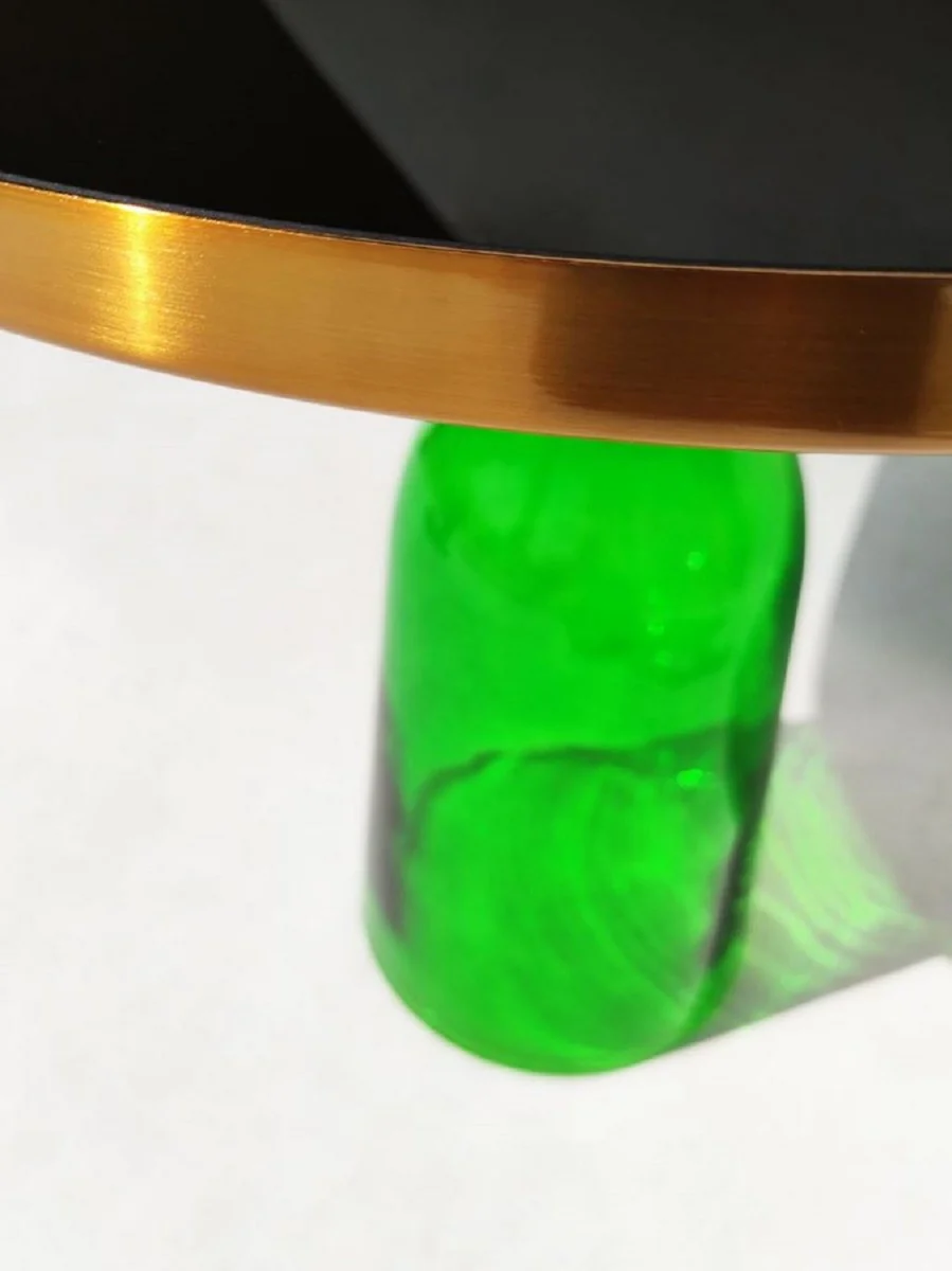 Casa Padrino mesa auxiliar de lujo negro / oro / verde ? 50 x A. 53 cm - Mesa redonda de vidrio - Muebles de sal¨®n - Muebles de lujo