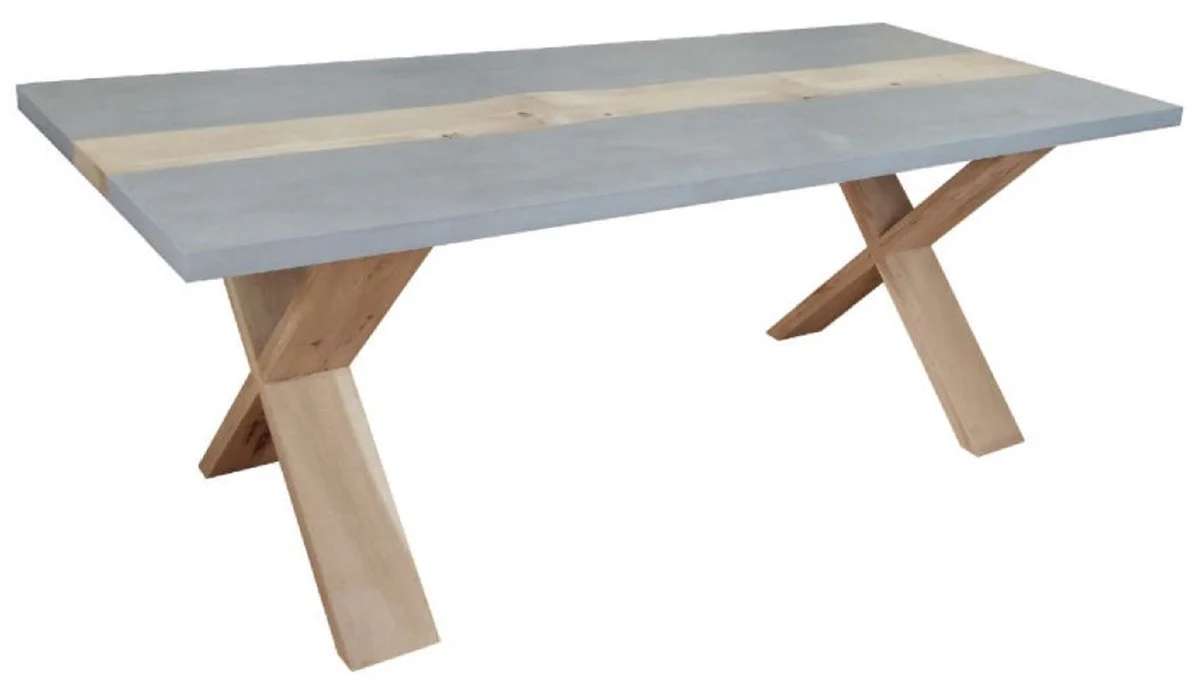 Casa Padrino mesa de comedor de estilo campestre gris / natural 240 x 100 x A. 78 cm - Mesa de jard¨ªn de estilo campestre - Muebles de comedor y jard¨ªn de estilo campestre