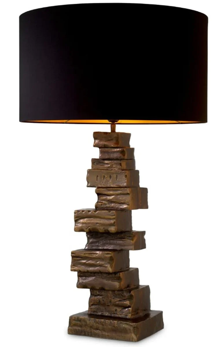 Casa Padrino l¨¢mpara de mesa de lujo negro / lat¨®n vintage A. 92 cm, An. 19