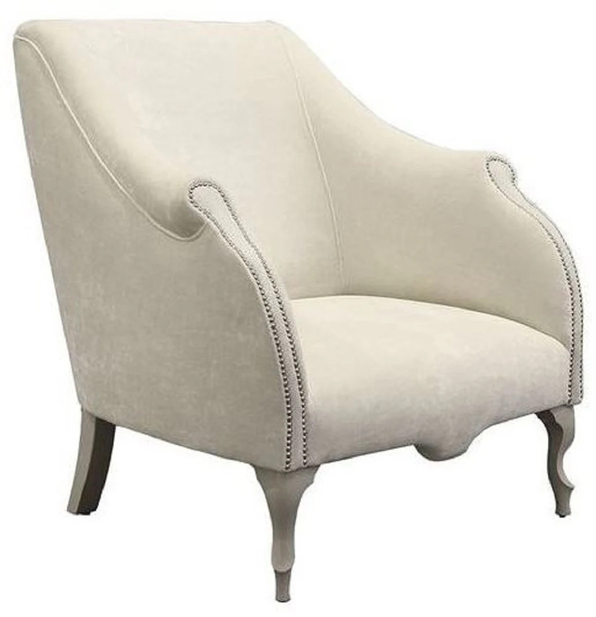 Casa Padrino sill¨®n Art Deco de lujo crema / gris 85 x 85 x A. 88 cm - Sill¨®n de sal¨®n - Sill¨®n de hotel - Muebles de sal¨®n - Muebles de hotel - Muebles Art Deco de Lujo