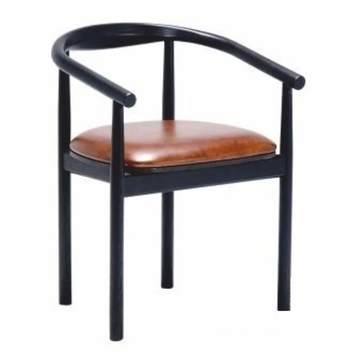 Casa Padrino silla de comedor de cuero de lujo con reposabrazos marr¨®n / negro - Muebles de comedor