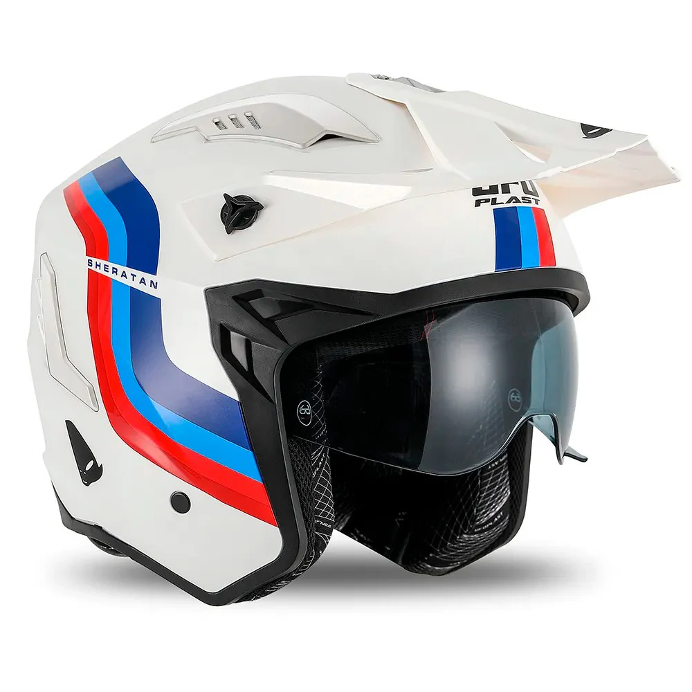 CASCO JET UFO SHERATAN CROSS BLANCO / AZUL / ROJO