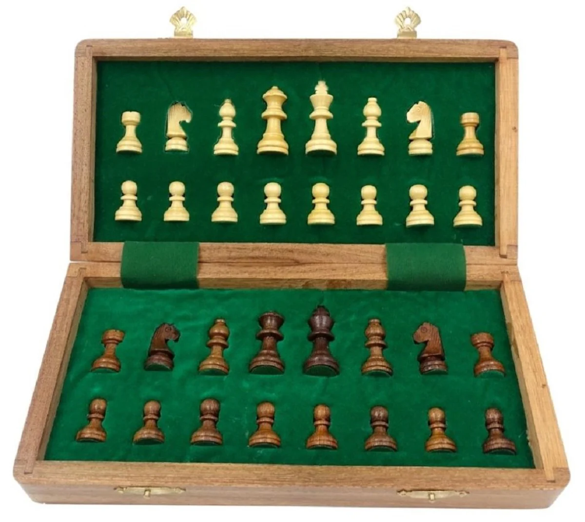 Casa Padrino conjunto de ajedrez de lujo marrón / beige 30 x 30 cm - Ajedrez de madera plegable - Tablero de ajedrez de madera con piezas de ajedrez de madera - Accesorios de lujo