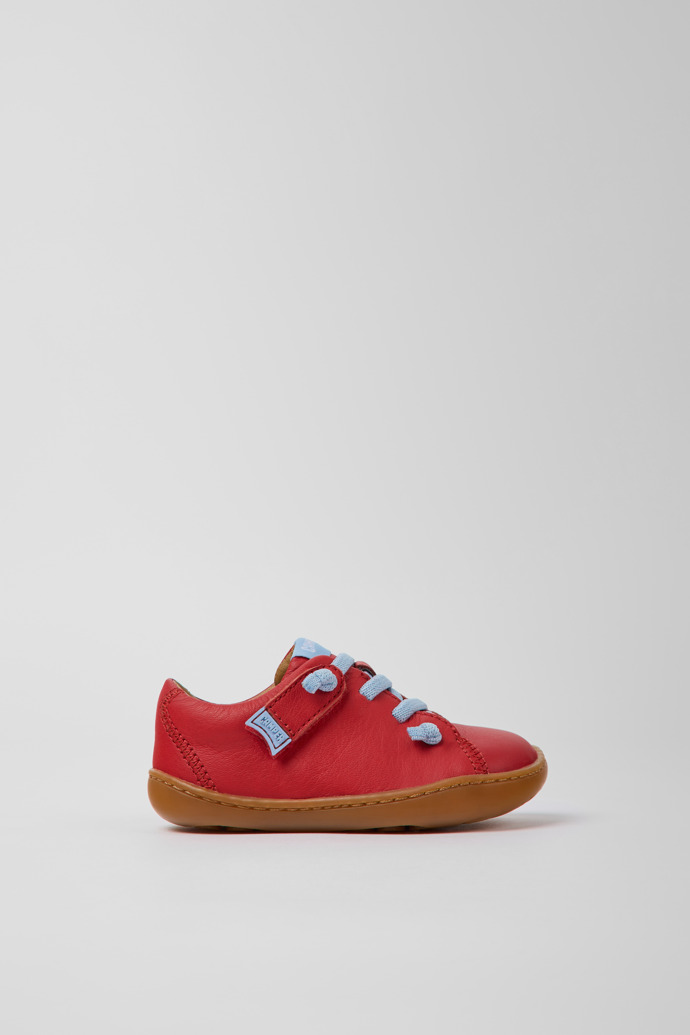 Peu Red leather shoes for children