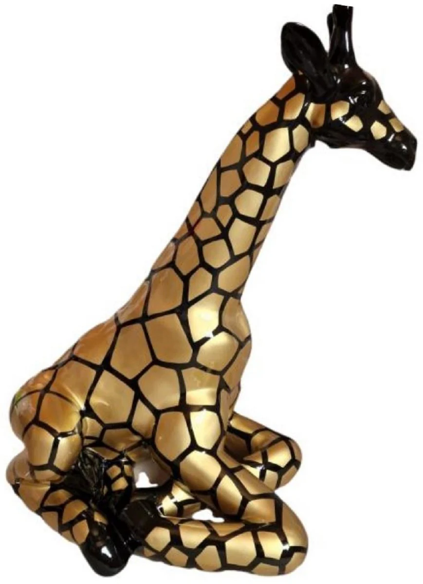 Casa Padrino escultura decorativa de lujo jirafa oro / negro A. 80 cm - Figura decorativa grande - Figura animal XXL - Escultura decorativa XXL - Esculturas y figuras decorativas XXL de lujo