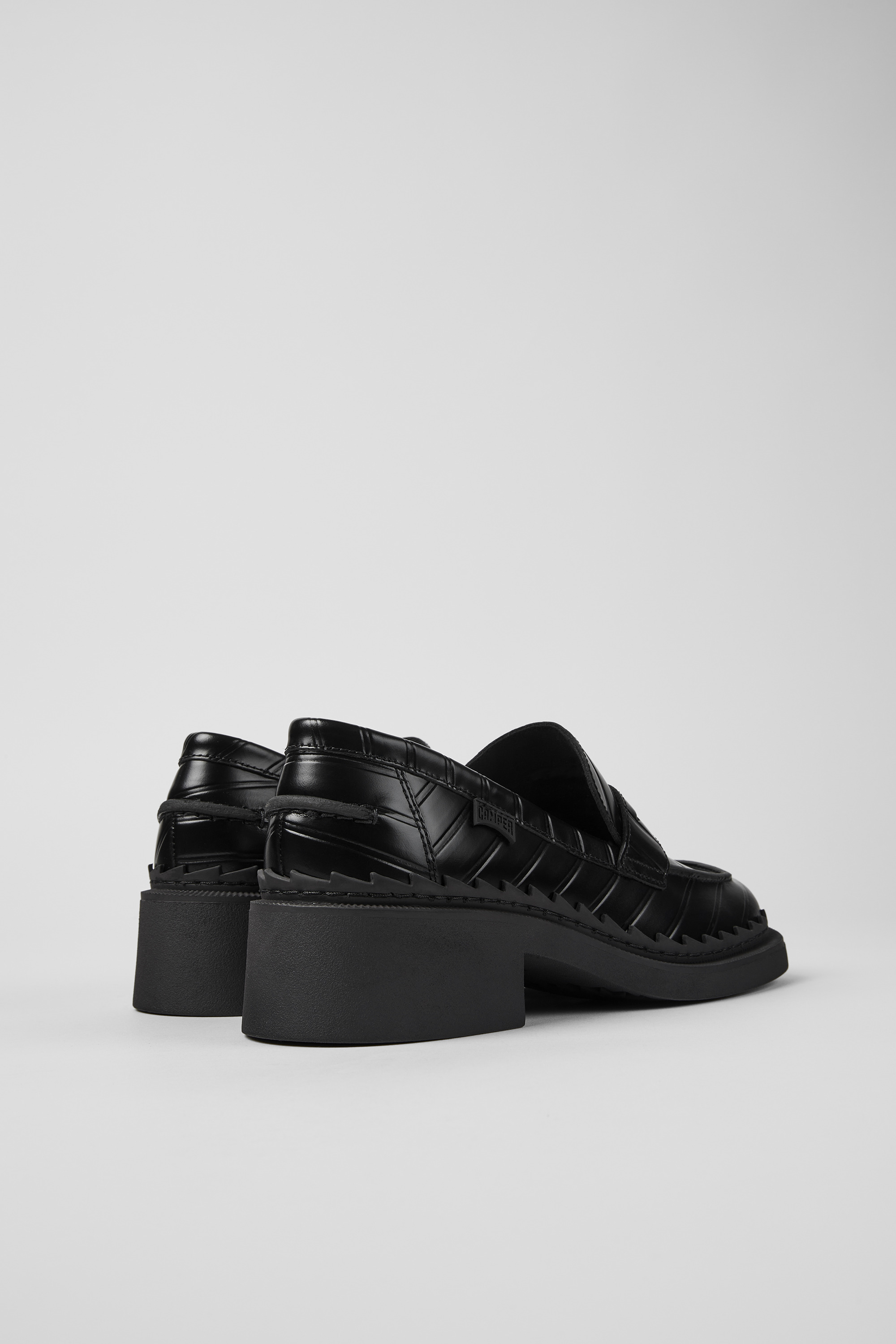 Twins - Black leather loafers for women