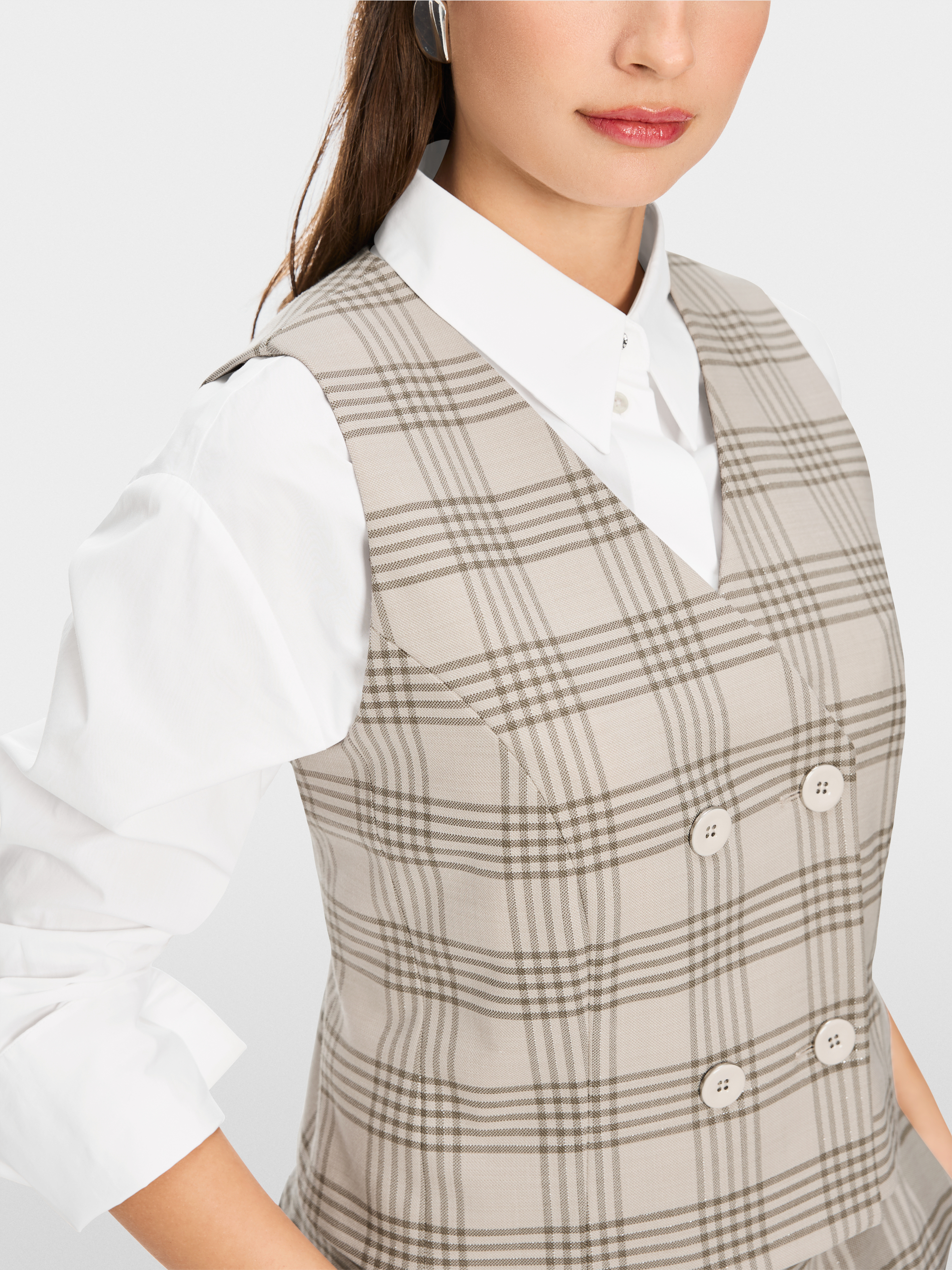 Marc-Cain Check gilet with lurex details