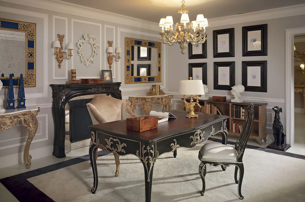 Casa Padrino Conjunto de Sujetalibros Barrocos de Lujo Oro Antiguo - Decoración Escritorio Estilo Barroco - Decoración Oficina - Decoración Salón - Accesorios Decorativos Barrocos - Hecho en Italia