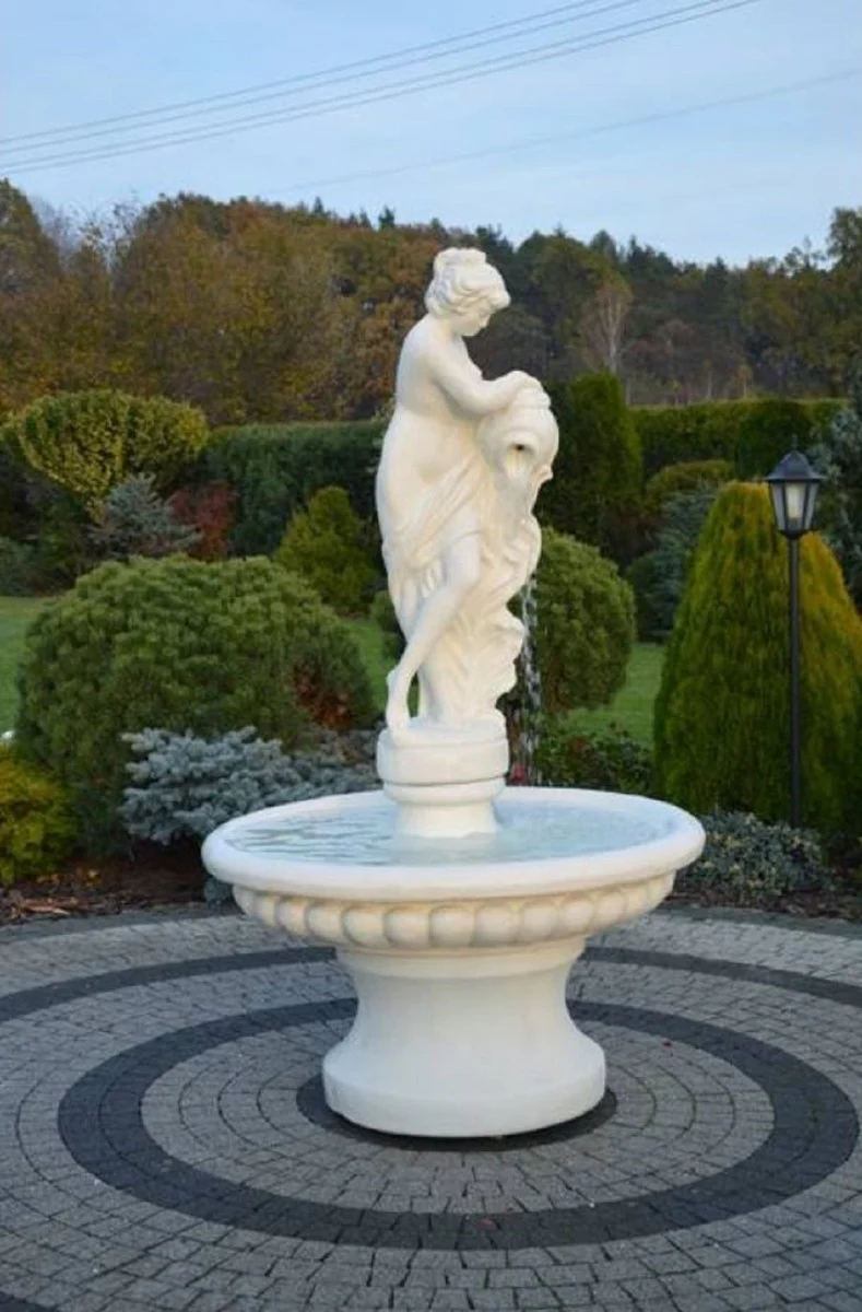 Casa Padrino fuente barroco blanco ? 120 x A. 196 cm - Magn¨ªfica fuente de jard¨ªn de estilo barroco - Fuente redonda de piedra para decoraci¨®n de jard¨ªn - Accesorios de decoraci¨®n de jard¨ªn barroco