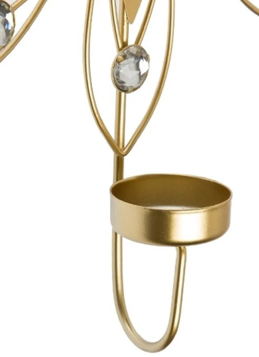 Casa Padrino conjunto de candelero de pared de diseño de 4 oro 26 x 6 x H. 32 cm - Decoración de Pared Decorativa