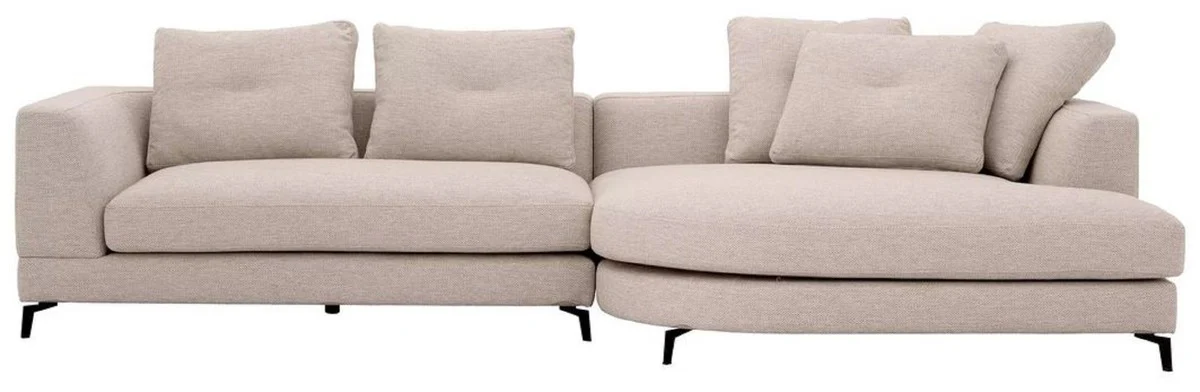 Casa Padrino sof¨¢ esquinero de lujo lado derecho arena / negro 310 x 150 x A. 65 cm - Sof¨¢ de sal¨®n con cojines - Muebles de sal¨®n - Interiores de sal¨®n - Muebles de lujo - Interiores de lujo