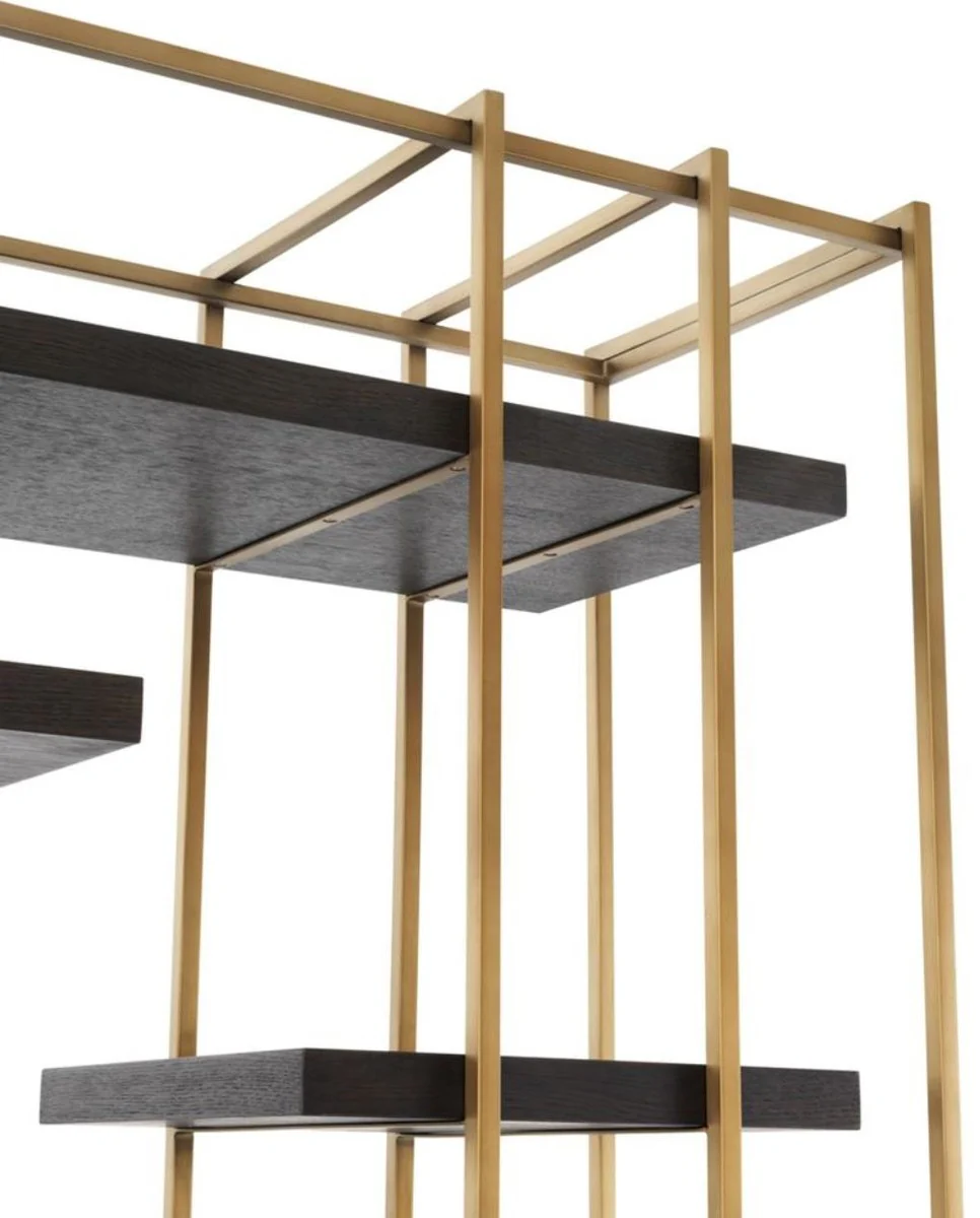 Casa Padrino estante de lujo de la sala de estar de gris oscuro / lat¨®n 166 x 45 x H. 222 cm - Armario de la Sala de Estar