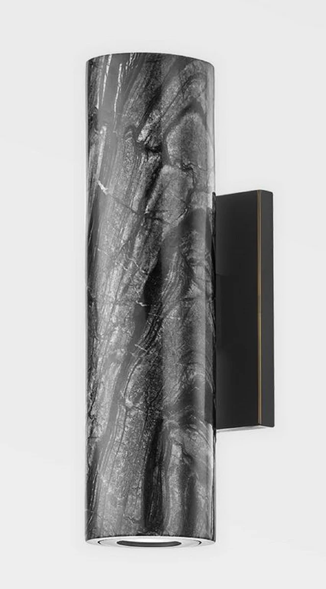 Casa Padrino l¨¢mpara de pared LED de m¨¢rmol de lujo negro / lat¨®n 6,35 x 8,89 x A. 25,4 cm - L¨¢mpara de pared de sal¨®n - L¨¢mpara de pared de hotel - L¨¢mpara de pared de restaurante - Luces de lujo