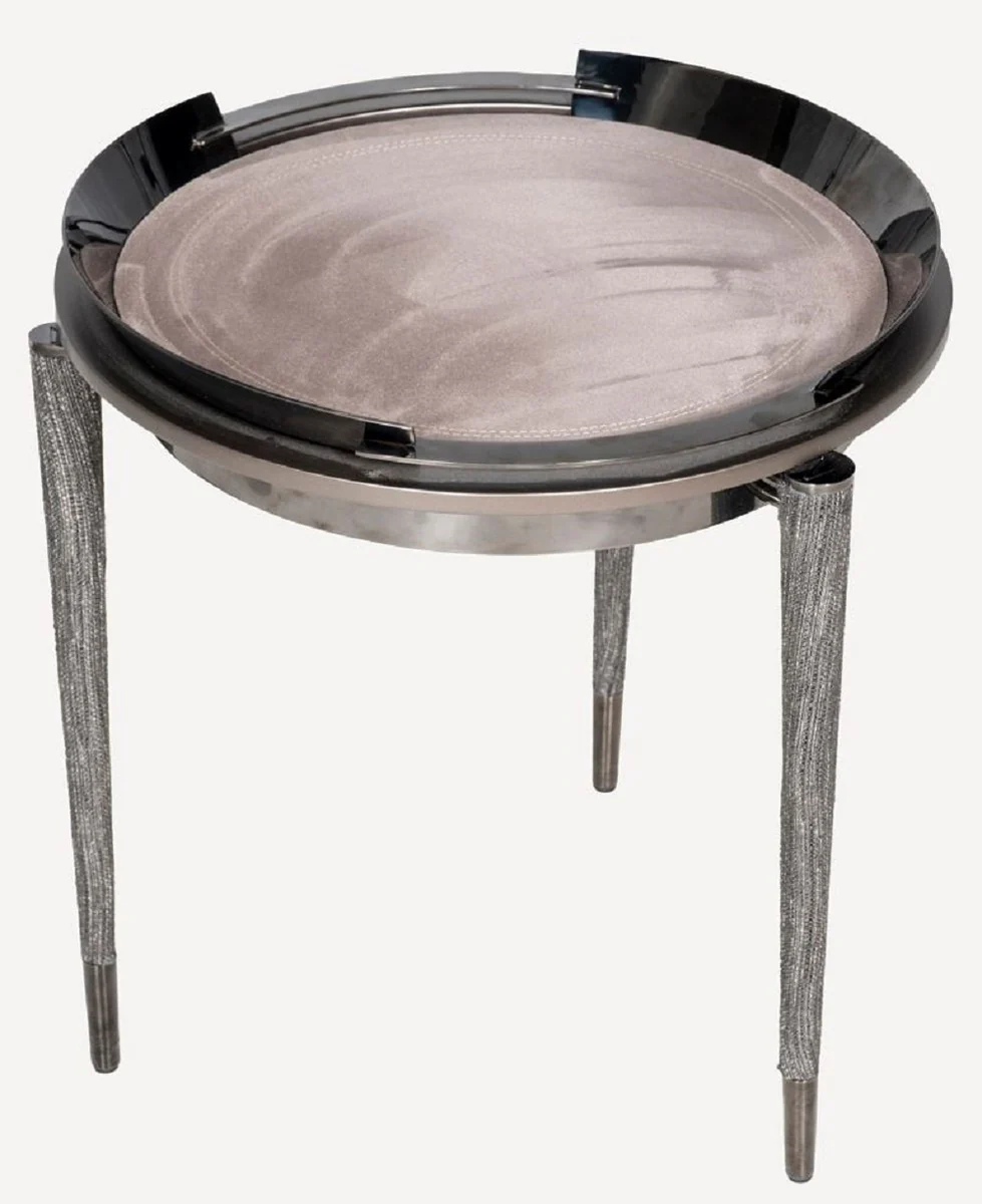 Casa Padrino mesa auxiliar de lujo de 3 patas gris / negro / bronce ? 53 x A. 55,16 cm - Mesa auxiliar de sal¨®n redonda - Mesa de hotel - Muebles de sal¨®n - Muebles de hotel - Calidad de lujo