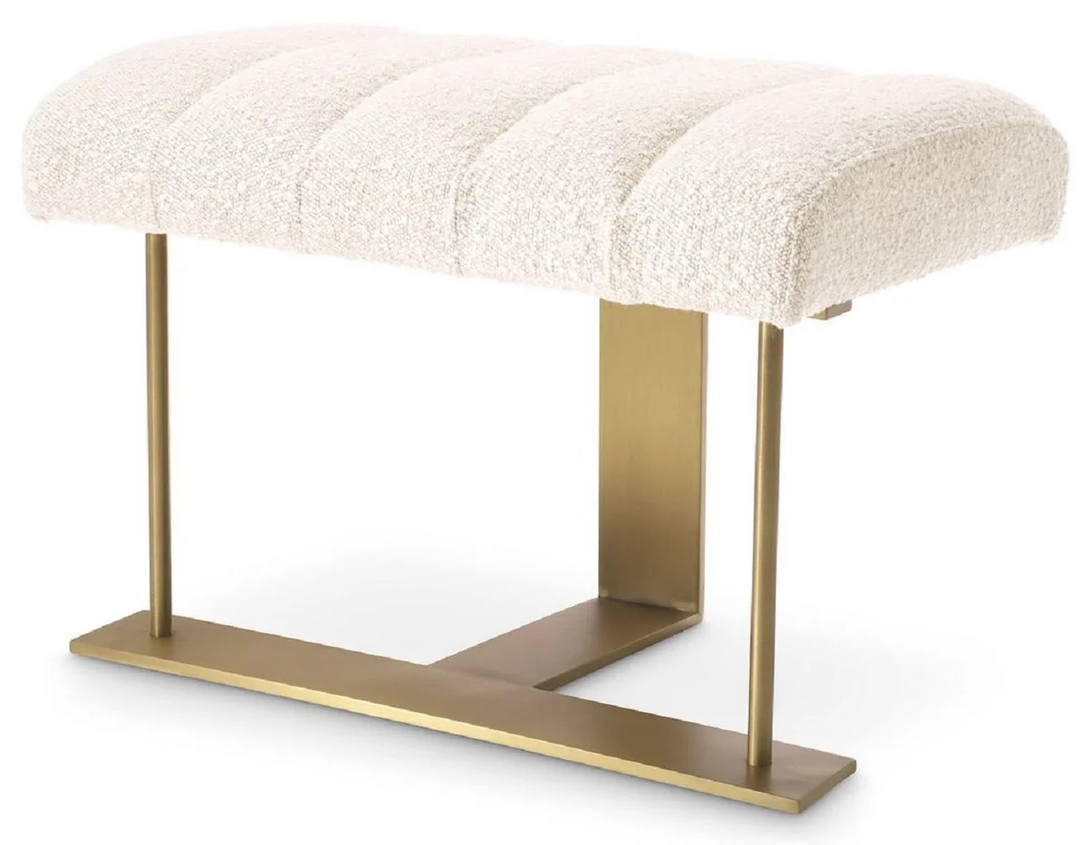 Casa Padrino taburete de lujo crema / lat¨®n 62 x 46 x A. 45 cm - Taburete tapizado con estructura de acero inoxidable - Muebles de Sal¨®n y Hotel de Lujo - Calidad de Lujo