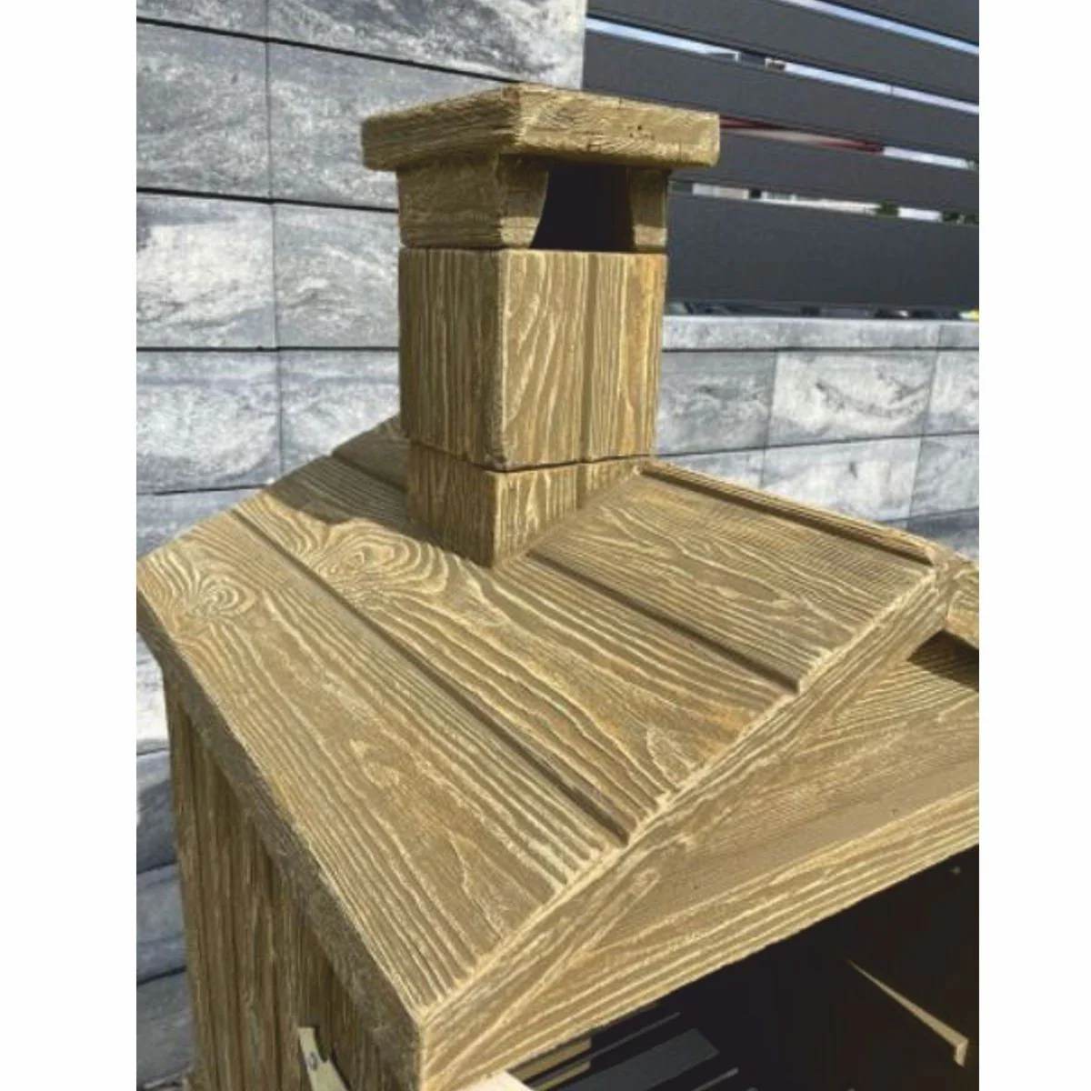 Casa Padrino chimenea de fumar de hormig¨®n de lujo con aspecto de madera marr¨®n / natural A. 132 cm