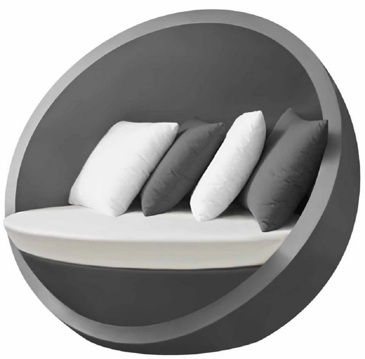 Casa Padrino isla tumbona de diseño gris mate / blanco 140 x 130 x A. 122 cm - Isla de sol resistente a la intemperie - Muebles de hotel de terrazas de jardín - Calidad de Lujo