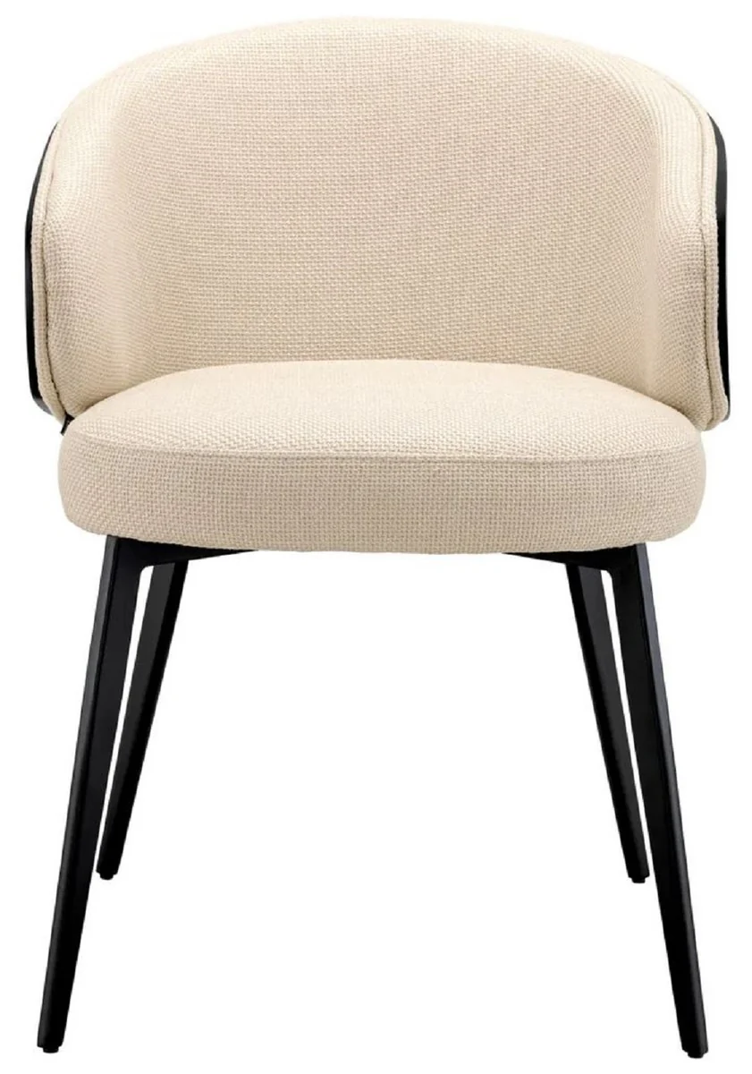 Casa Padrino silla de comedor de lujo arena / negro 57 x 62 x A. 77 cm - Silla de cocina con reposabrazos - Muebles de comedor - Muebles de lujo - Calidad de lujo