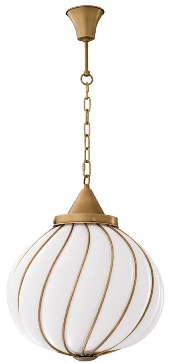 Casa Padrino araña de lujo latón antiguo / blanco Ø 43 x H. 50 cm - Colección de Lujo