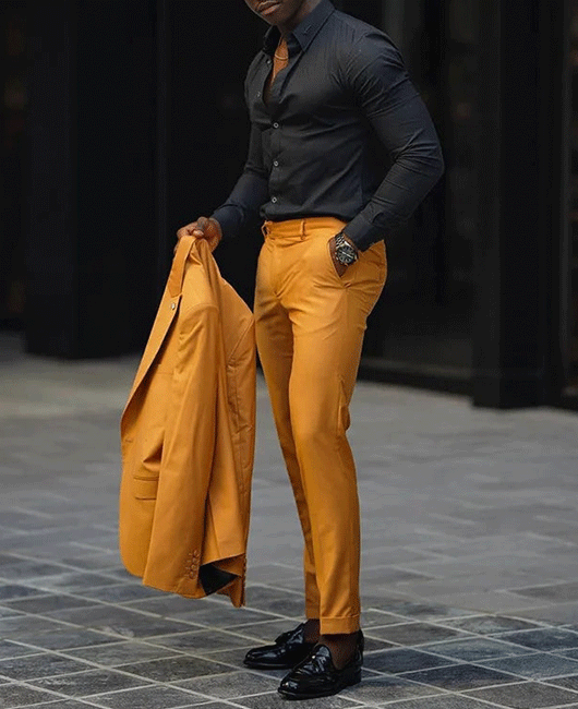 Casual Plain Lapel Collar Blazer & Pencil Pants 2Pcs Set