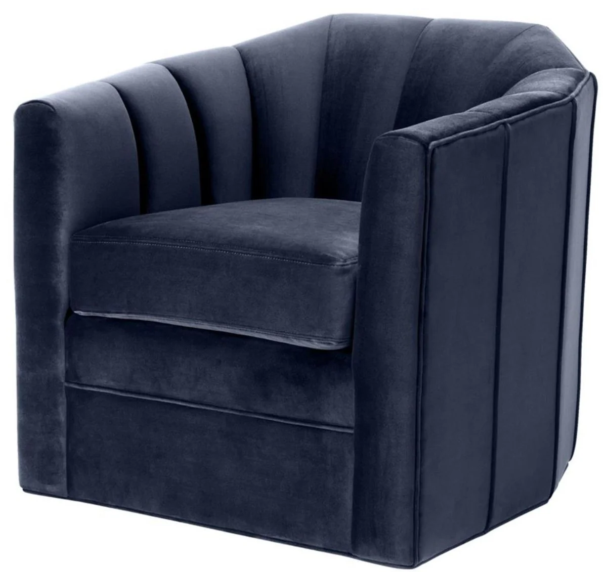 Casa Padrino sillón giratorio de lujo azul de medianoche 84 x 85 x H. 77 cm - Sillón de Sala de Estar