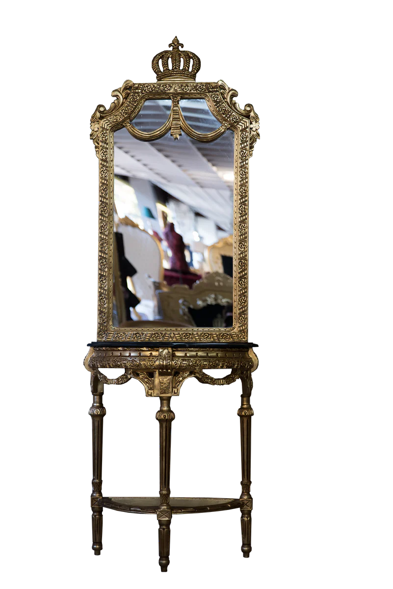 Pomp??s by Casa Padrino baroque mirror console with marble top gold / black - Pomp??s baroque mirror console designed by Harald Gl??ckler
