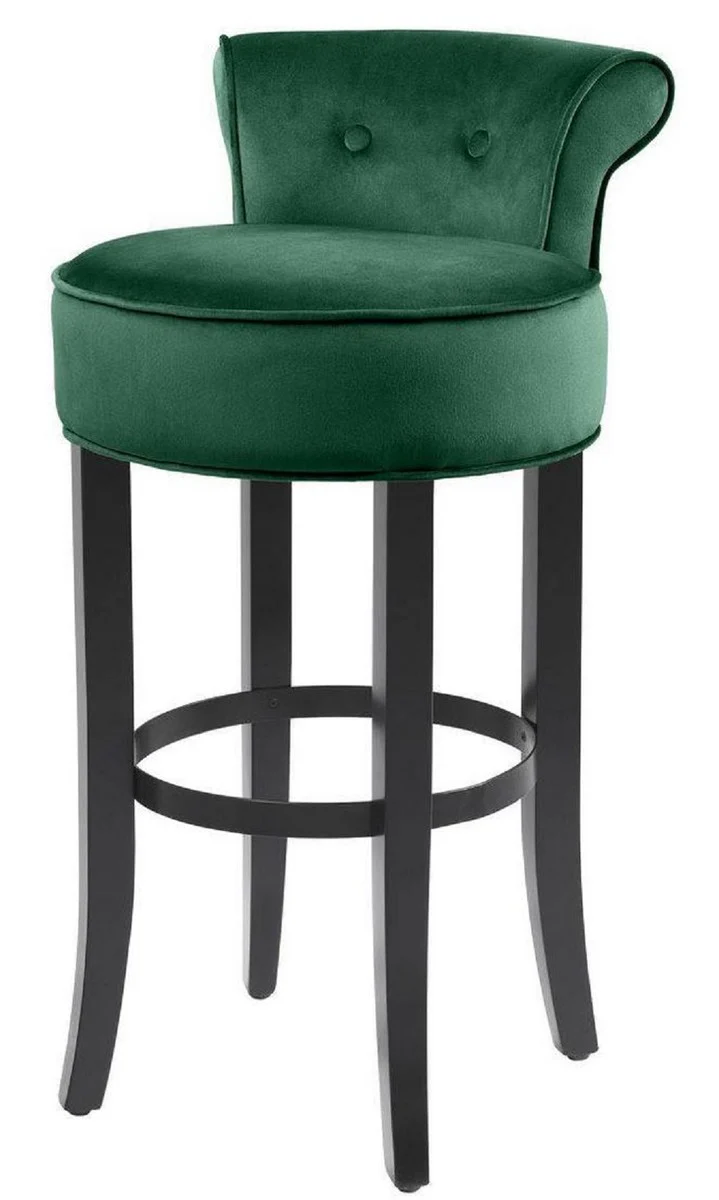 Casa Padrino silla de bar de lujo verde / negro 45 x 51 x H. 88 cm - Taburete de Bar con Tela de Terciopelo Fino