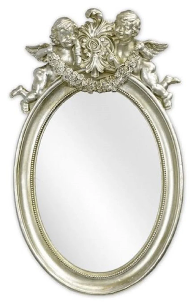 Casa Padrino espejo barroco plata 29,2 x A. 49,3 cm - Espejo de pared de estilo antiguo con figuras decorativas de ¨¢ngeles - Espejo de sal¨®n - Espejo de armario - Muebles barrocos