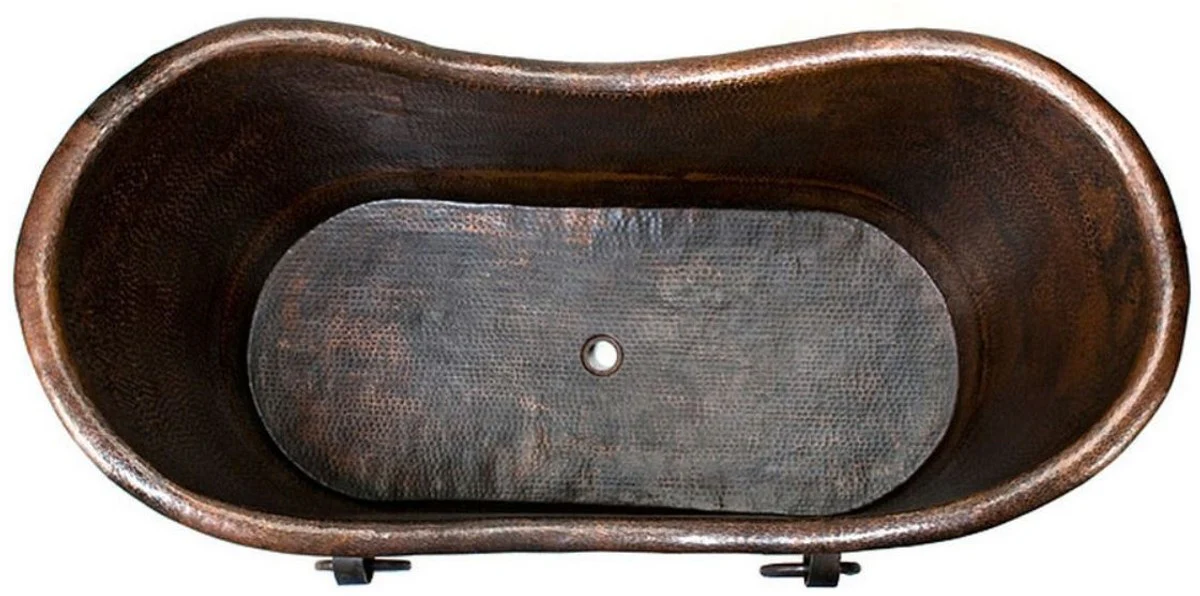 Casa Padrino bañera de cobre Art Nouveau de lujo con asas decorativas 170 x 81 x A. 81 cm - Bañera retro independiente - Muebles de baño rústicos