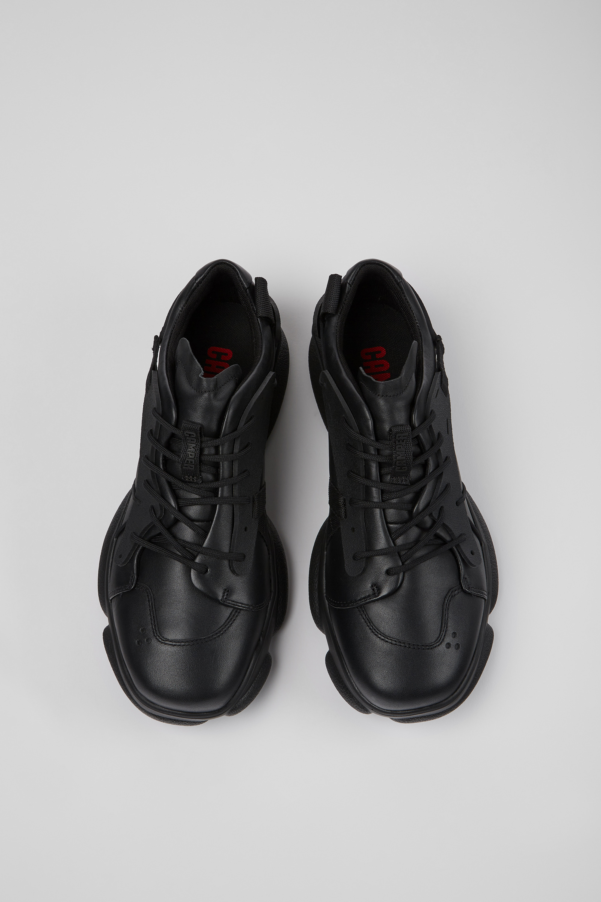 Karst - Black leather and textile sneakers for men