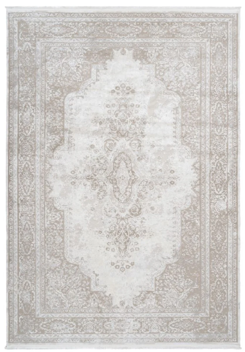 Casa Padrino alfombra crema vintage - Varios Tamaños - Alfombra rectangular con un aspecto vintage - Accesorios de decoración de la sala de estar