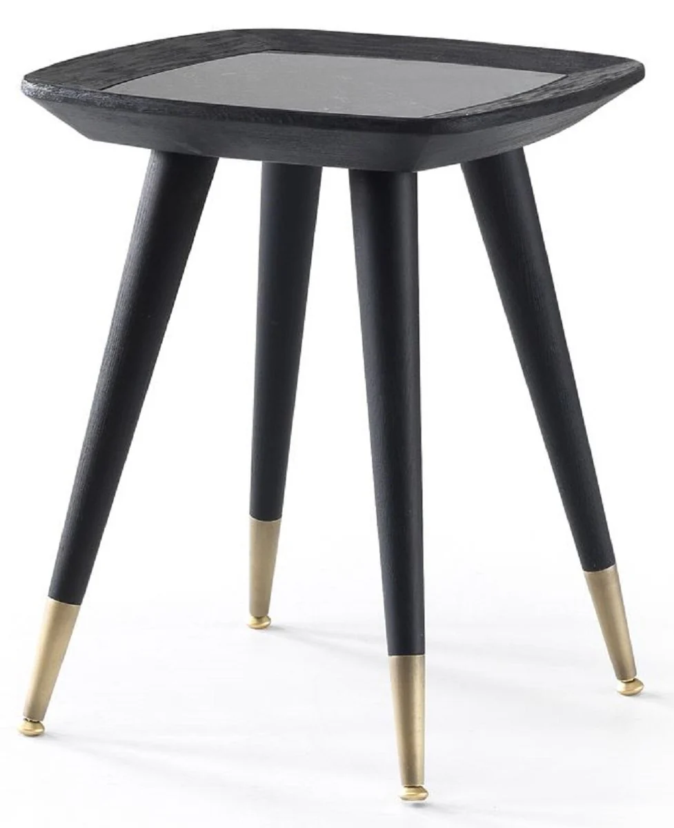 Casa Padrino mesa auxiliar de lujo negro / verde / lat¨®n antiguo 45 x 45 x A. 53 cm - Mesa cuadrada con tapa de m¨¢rmol - Muebles de sal¨®n - Muebles de hotel - Muebles de lujo