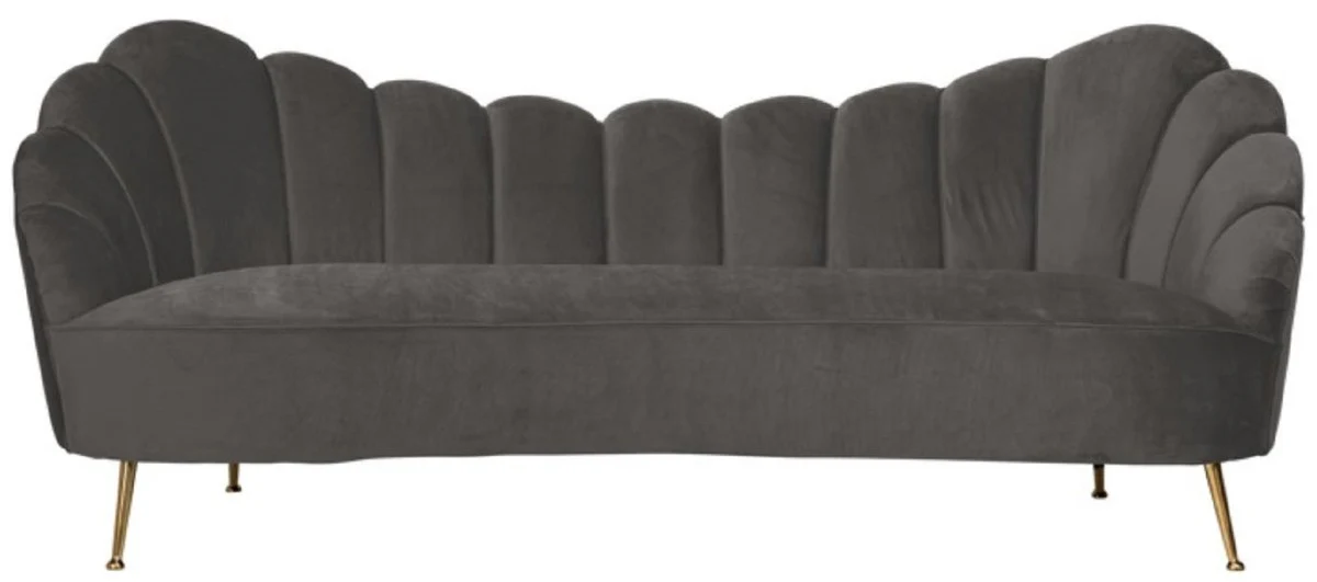 Casa Padrino sof¨¢ de terciopelo de lujo gris / oro 230 x 94 x A. 90 cm - Sof¨¢ de sal¨®n con tela de terciopelo fino - Muebles de sal¨®n - Muebles de lujo - Interiores de sal¨®n - Interiores de lujo