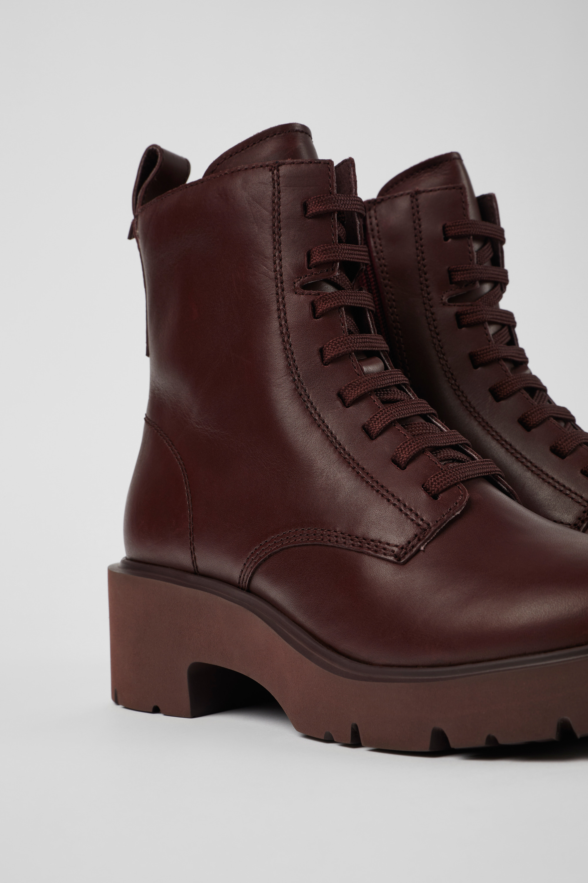 Milah - Burgundy lace-up boots for women