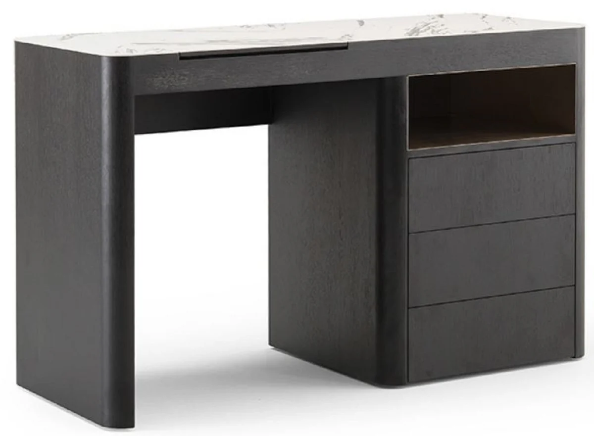 Casa Padrino tocador de lujo con 3 cajones y espejo plegable negro / blanco 120 x 50 x A. 76 cm - Muebles de ba?o de lujo - Muebles de Hotel