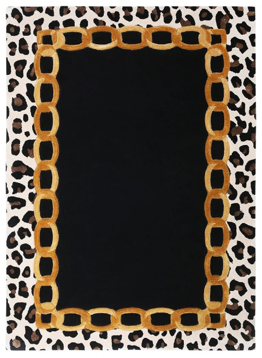 Casa Padrino alfombra de lujo con diseño de leopardo multicolor 160 x 230 cm - Alfombra rectangular de salón - Alfombra de dormitorio tejida a mano - Interior de lujo - Calidad de lujo