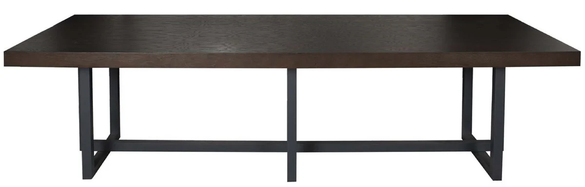 Casa Padrino mesa de comedor de lujo marr¨®n oscuro / gris oscuro - Varios Tama?os - Mesa de cocina rectangular con tablero de madera maciza y patas de metal - Muebles de comedor - Muebles de lujo