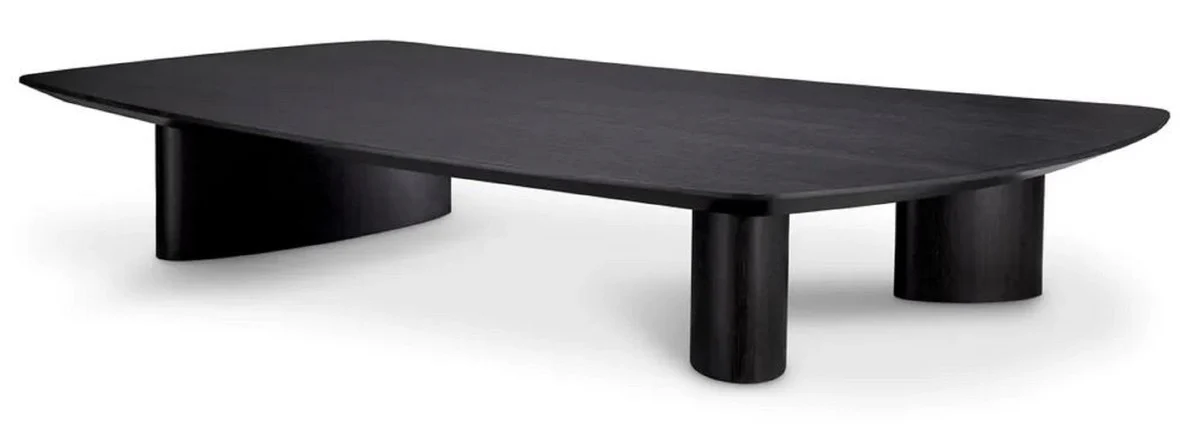 Casa Padrino mesa de centro de lujo negro gris 185 x 120 x A. 30 cm - Mesa de sal¨®n de madera maciza con tablero ligeramente curvado - Muebles de sal¨®n - Muebles de hotel - Muebles de lujo
