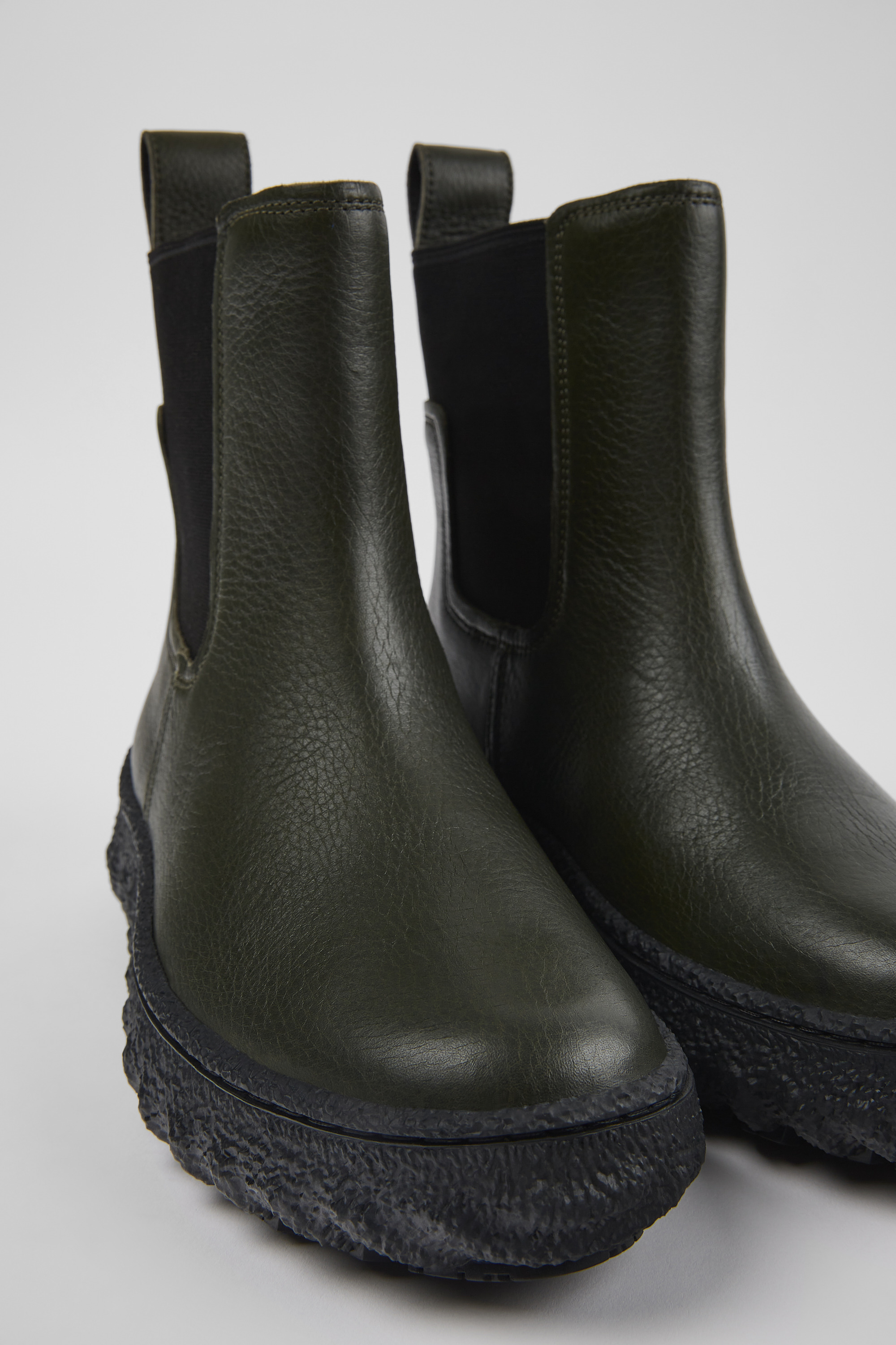 Ground MICHELIN - Green leather ankle boots for women