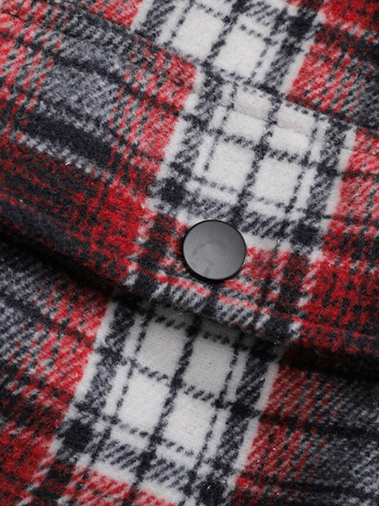 Quilted Lined Flannel Hooded Plaid Coat