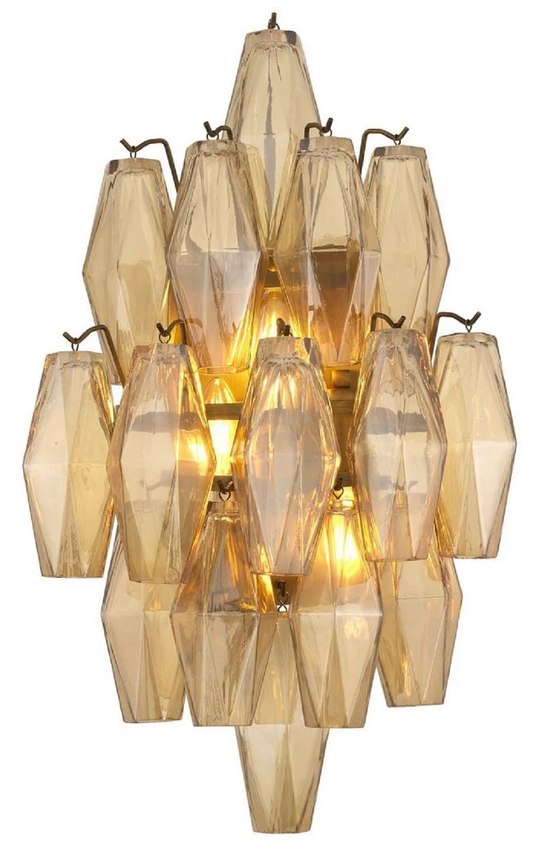 Casa Padrino lámpara de pared de lujo ámbar / latón antiguo 31 x 19 x A. 50 cm - Lámpara de Pared Elegante para Hotel y Restaurante - Colección de Lujo