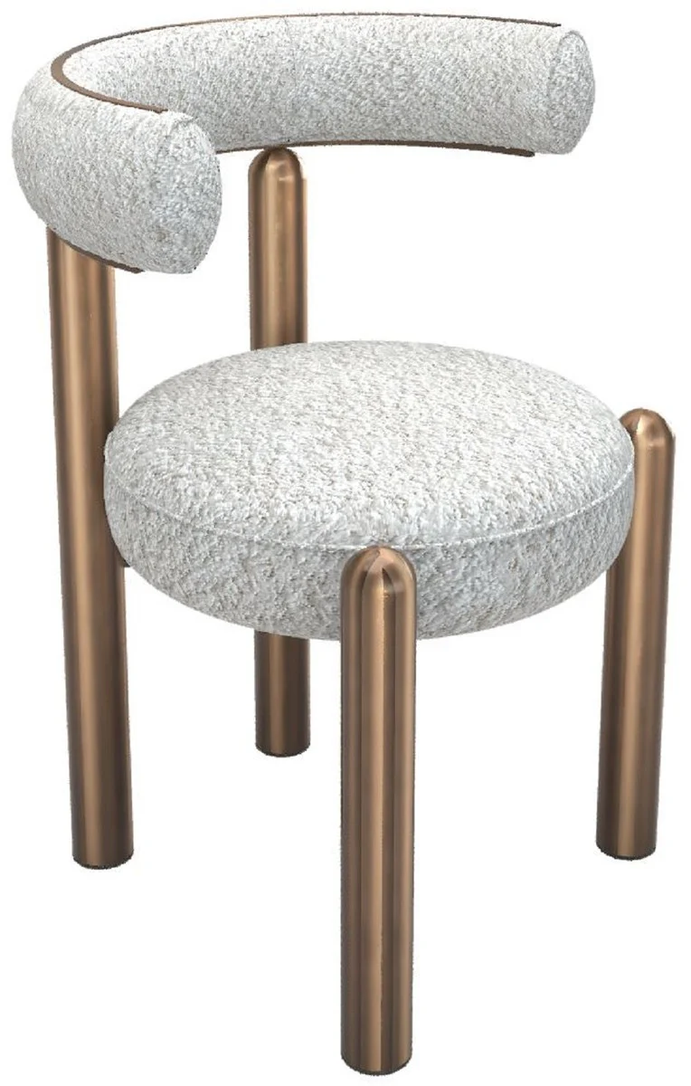 Casa Padrino silla de comedor de lujo con respaldo curvo blanco / bronce - Muebles de comedor